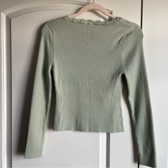 Planet Heart Juniors Ribbed Lace Trim Long Sleeve Top - Picture 5 of 7